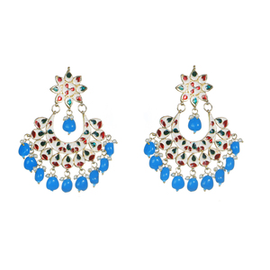 Boucles d'oreilles pendantes Statement, ornées de perles, base en alliage de zinc durable, plaqué or, strass en cristal, design géométrique - Product Image 2