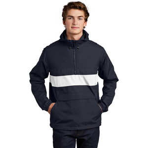 Chaqueta cortavientos impermeable de poliéster y nailon con bolsillo y media cremallera, Jersey deportivo informal empacable de fabricante con logotipo de diseño personalizado - Product Image 3