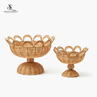 Boho Rattan Handmade Eco-Friendly Armazenamento Bowl Fruit & Bread Basket para Cozinha Decoração ou Festa Ocasiões