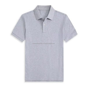 Men's Plain <b>Light</b> Grey Polo Shirt Short Sleeve Casual Cotton Blend Tee with Collar perfect casual wear - Product Image 1