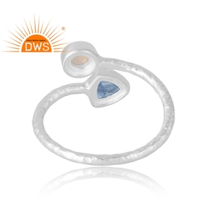 Stylish Selling 925 Sterling <b>Silver</b> Natural Ethiopian <b>Opal</b> & Tanzanite Gemstone <b>Ring</b> Custom Jewelry For Women Gift For Her - Product Image 2