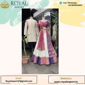 Robe en soie satin jacquard lourd avec belle séquence de broderie Chemisier en georgette lourd pour le style de mariage traditionnel - Product Image 4