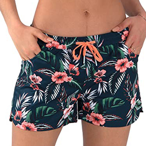 Pantalones cortos de playa con estampado Floral Tropical para mujer, pantalones cortos de secado rápido con cordón en la cintura, ropa deportiva informal de verano para salón, pantalones cortos de natación - Product Image 2