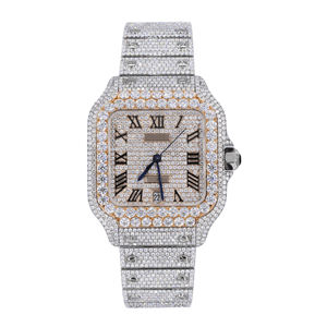 Moissanite Stainless Steel Quartz Movement Iced Out Fashion Glass Dial 20mm Band Dress <b>Watch</b> - Product Image 1