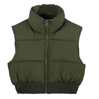 Yüksek Kaliteli OEM Özel Tasarım Moda Kolsuz Su Geçirmez Rahat Şişme Yelek Sonbahar Kadın Şişme Kısa Crop Bubble Puff