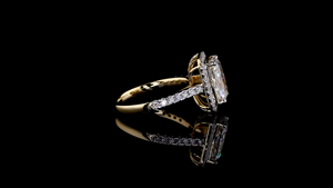 Anillo Halo con Diamante Cultivado en Laboratorio de Corte Radiante en Oro de 14K/18K |   Anillo de Compromiso Personalizado - Product Image 6