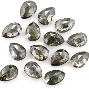 เพชรรูปทรงลูกแพร์แบบธรรมชาติ เกลือและพริกไทย  คุณภาพการเจียระไนเยี่ยมและดี เหมาะสำหรับทำเครื่องประดับ - Product Image 1