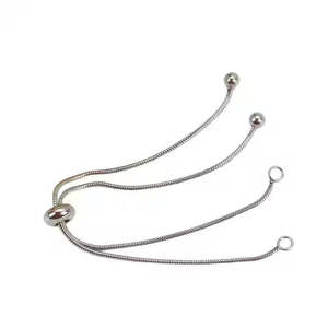 Base para Pulsera Bolo de Plata de Ley 92.5 con Cadena de Serpiente Ajustable y Cierre Deslizante - Patrón Ovalado de 4-8 Pulgadas, Empacada en Bolsa - Product Image 3