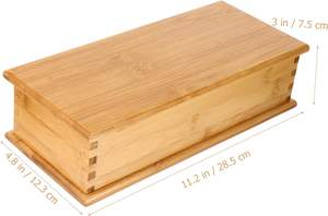 Boîte à couverts en bambou, organisateur de tiroir avec couvercle, plateaux de service en bois, 1 pièce - Product Image 4