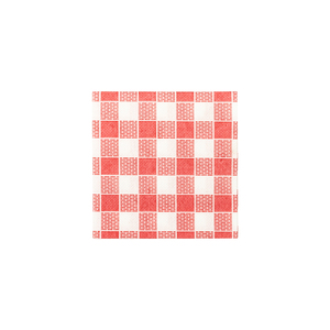 Tovaglioli Bianchi 20x20cm con Stampa Vichy Rossa, 100 Pezzi, 30 Confezioni, B2B - Product Image 1