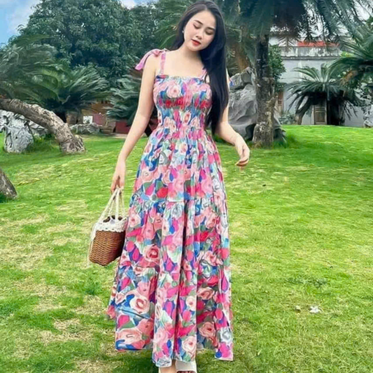 sachin and babi light blue dress Casual Tie Dye Double Side Slit Maxi Dress – The Shoe and Scarf main image 0