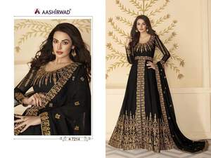 ชุดเดรสยาวแบบอนารากลีผ้าจอร์เจตต์เนื้อหนา ปักลายและประดับเลื่อม งานเย็บสำเร็จ ชุดแต่งงานใหม่ สไตล์งานเลี้ยง - Product Image 5