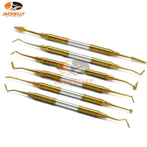 Juego de instrumentos de relleno de compuesto Dental de 6 piezas, instrumentos médicos dentales de acero inoxidable antiadherentes con revestimiento de titanio dorado - Product Image 5
