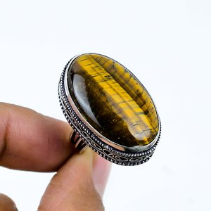 Anillo de Piedras Preciosas Naturales de Primera Calidad, Forma Ovalada Larga, Hecho a Mano, Ajustable, al Mejor Precio - Product Image 2