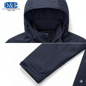 Meilleures ventes, fournisseur OEM personnalisé, veste imperméable unisexe à demi-zip, col montant, bouton, lettre, hiver, pluie - Product Image 2