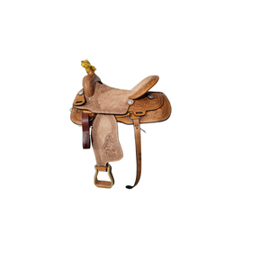 Selle de cheval occidentale anglaise sculptée à la main en cuir naturel de qualité supérieure de l'Inde disponible dans toutes les tailles - Product Image 1