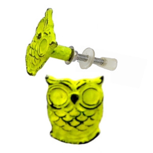 Moderne Vintage Rétro Jaune Hibou Vieilli Meubles en Fonte pour Chambre à Coucher Salle de Bain Salon Cuisine Porte Armoire Tiroir - Product Image 2