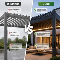 Gazebo de jardin extérieur à toit rigide avec structure en aluminium finition charbon et couverture à lames orientables imperméable pour zones de détente dans la cour