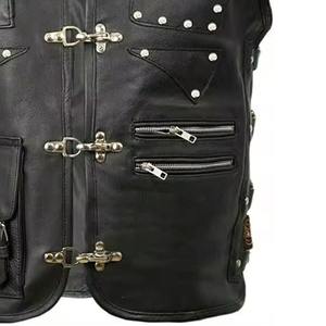 Nouveau gilet en cuir de moto respirant et imprimé pour homme, veste sans manches - Logo personnalisable - Product Image 5