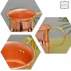 Pure Copper Moscow Mule Beer <b>Cup</b> with <b>Gold</b> Plated Handle Hammered Mug for Cocktail for Back to School - Product Image 3