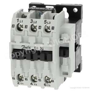 Contactor, Bobina Danfoss CI 20, 5.5/10 KW, 24V CA, 037H004513 Contacto Adicional - Product Image 1