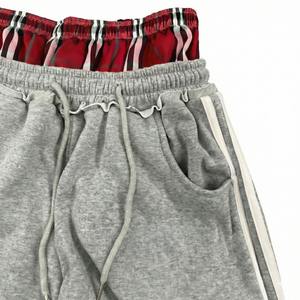 กางเกงวอร์มลายสก็อตเอวสองชั้นแบบกำหนดเอง น้ำหนักเบา ทรงโอเวอร์ไซส์ ขากว้าง ทรงแบ็กกี้ มีแถบข้าง รับผลิตตามแบบ (OEM) ขายส่ง กางเกงฮิปฮอป - Product Image 3