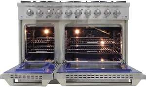 LISTO PARA ENVIAR Horno de Convección de Porcelana de 48 Pulgadas con Doble Horno, 8 Quemadores Sellados con Construcción de Acero Inoxidable, 6.7 Cu. - Product Image 3