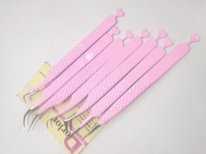 Pinzas profesionales para pestañas recubiertas de Color rosa, pinzas para pestañas injertadas con mango de diseño en forma de corazón de acero inoxidable - Product Image 4