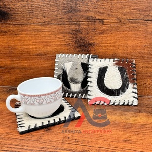 Real Handmade <b>Hair</b> on Hide Fur Leather Tea Coaster Coffee Tea Cup Mat Tableware Home Accessories Drink and Barware Fur Coasters - Product Image 1