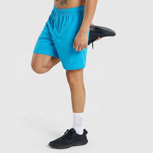 Pantalones cortos de gimnasio para hombre personalizados al por mayor 100% algodón patrón sólido decoración logotipo pantalones cortos de gimnasio antiarrugas OEM - Product Image 2