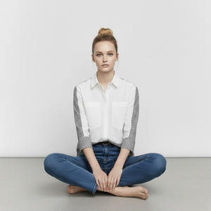 Camisa Casual de Mujer a Rayas con Cuello Camisero, Manga Tres Cuartos, Popelina Lavable, para Primavera y Verano - Product Image 4