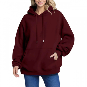 Sweat-shirt à manches tombantes surdimensionné de haute qualité pour l'automne, en tricot épais, à capuche, vente en gros à bas prix, personnalisable - Product Image 1