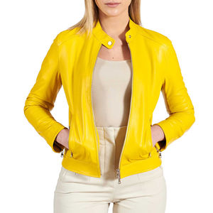 Chaquetas de Cuero Amarillas para Mujer, Diseño 2025, Personalizables, de Lino/Nailon, Impermeables, Ecológicas, en Oferta - Product Image 3