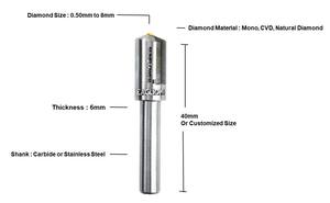 Herramientas de diamante de girasol CNC para la fabricación de joyas Tamaños de 0,3mm y 2,0mm con vástagos de 6mm Herramientas y equipos especiales de joyería - Product Image 3