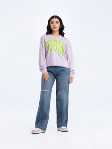 Stylish Women's Woven Cotton Pullover Sweatshirts Casual <b>Winter</b> <b>Tops</b> Front Logo Eco-Friendly Customizable OEM Service 380g - Product Image 5