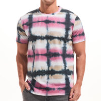 Camisetas personalizadas con efecto tie-dye para hombre, artículo de moda urbana para el verano, transpirable, de secado rápido, tejido de punto, 100% algodón, cuello redondo.