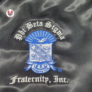 Chaqueta Bomber de Satén de Invierno para Hombre, Marca Phi Beta Sigma, Decoración de Botones de Poliéster, Chaqueta Deportiva Bordada de Satén, Chaqueta Universitaria - Product Image 4