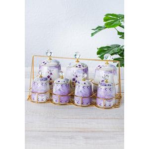 Acar 174 Master porcellana magica Set 7 pezzi di spezie con supporto lilla - Product Image 1