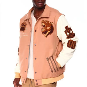 OEM personalizado hombres Letterman Varsity chaquetas cálido invierno béisbol bombardero mangas de cuero Chenille bordado Logo tela individual - Product Image 3