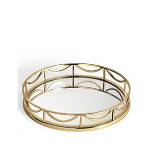 Plateau en métal décoratif fantaisie classique fait à la main avec plateau de rangement rectangulaire en verre argenté miroir pour cadeaux en gros - Product Image 4