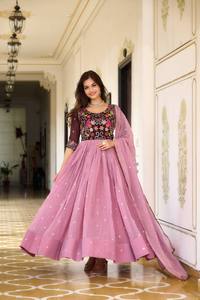 ชุดคลุม anarkali นักออกแบบล่าสุดผ้าจอร์เจียแบบเย็บปักตามลำดับโดยเสื้อผ้าอินเดียและปากีสถาน - Product Image 2