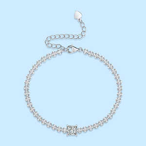 Pulsera de tenis de moissanita de diamante cuadrado de 1 quilate, pulsera de plata de ley 925 con eslabones de plata personalizada, gran oferta, joyería fina - Product Image 3