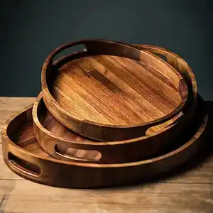 Plato para servir de madera de abedul hecho a mano para bistec, pizza, sushi y aperitivos, estilo nórdico moderno