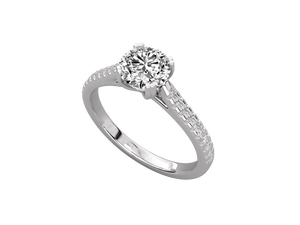 แหวนทองคำขาว 14K ชุบทองคำชมพู ประดับเพชรแล็บโกรว์ทรงรัศมี รับรองโดย IGI ทรงบริลเลียนท์ คลาสสิก เหมาะสำหรับงานแต่งงาน งานหมั้น และวันครบรอบ - Product Image 4