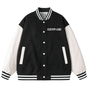 Mangas de cuero a la moda, ropa personalizada de la mejor calidad, chaqueta ajustada de béisbol en blanco para equipo universitario, última chaqueta de otoño - Product Image 2