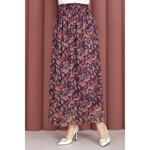 Plum Floral Tulle <b>Skirt</b> with <b>Elastic</b> Waist Digital Printed Cotton and Spandex Midi Pencil <b>Skirt</b> - Product Image 2
