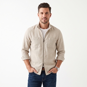 Camicia <span class=keywords><strong>Estiva</strong></span> da <span class=keywords><strong>Uomo</strong></span> in <span class=keywords><strong>Lino</strong></span>/Cotone con Zip, <span class=keywords><strong>Giacca</strong></span> Casual Moderna ad Asciugatura Rapida, Produzione OEM ODM, Vendita all'Ingrosso, Etichetta Privata, Basso MOQ - Product Image 5