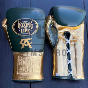 Guantes de Boxeo de Cuero Genuino Personalizados de Primera Calidad, con Cordones, Dedos Completos, Correa Ajustable con Gancho y Bucle para la Muñeca, para Entrenamiento en Gimnasio - Product Image 1