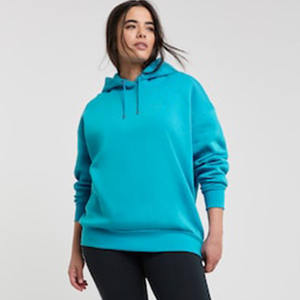 Le dernier sweat à capuche surdimensionné d'icône d'épaule de goutte d'épaule des femmes bleues personnalisées anti-rides et respirantes derniers sweats à capuche vierges pour les femmes - Product Image 1