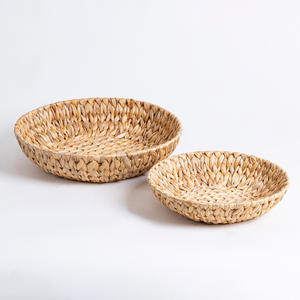 Panier peu profond en jacinthe d'eau, décoration de cuisine, conteneur, vente en gros, paniers en forme de bol tissés à la main - Product Image 4